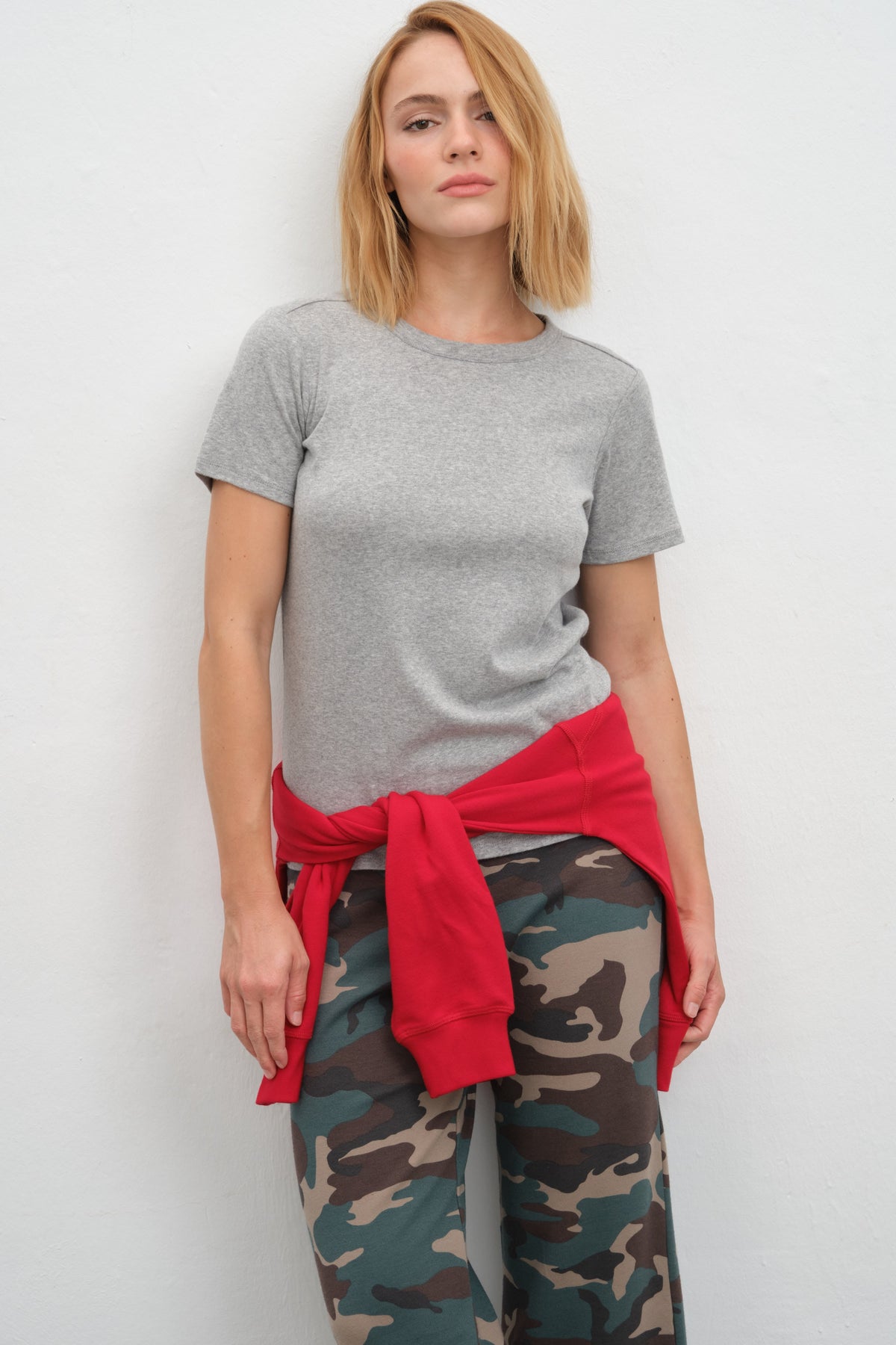 Crew-Neck Fitted T-shirt in Micro-Ribbed Cotton