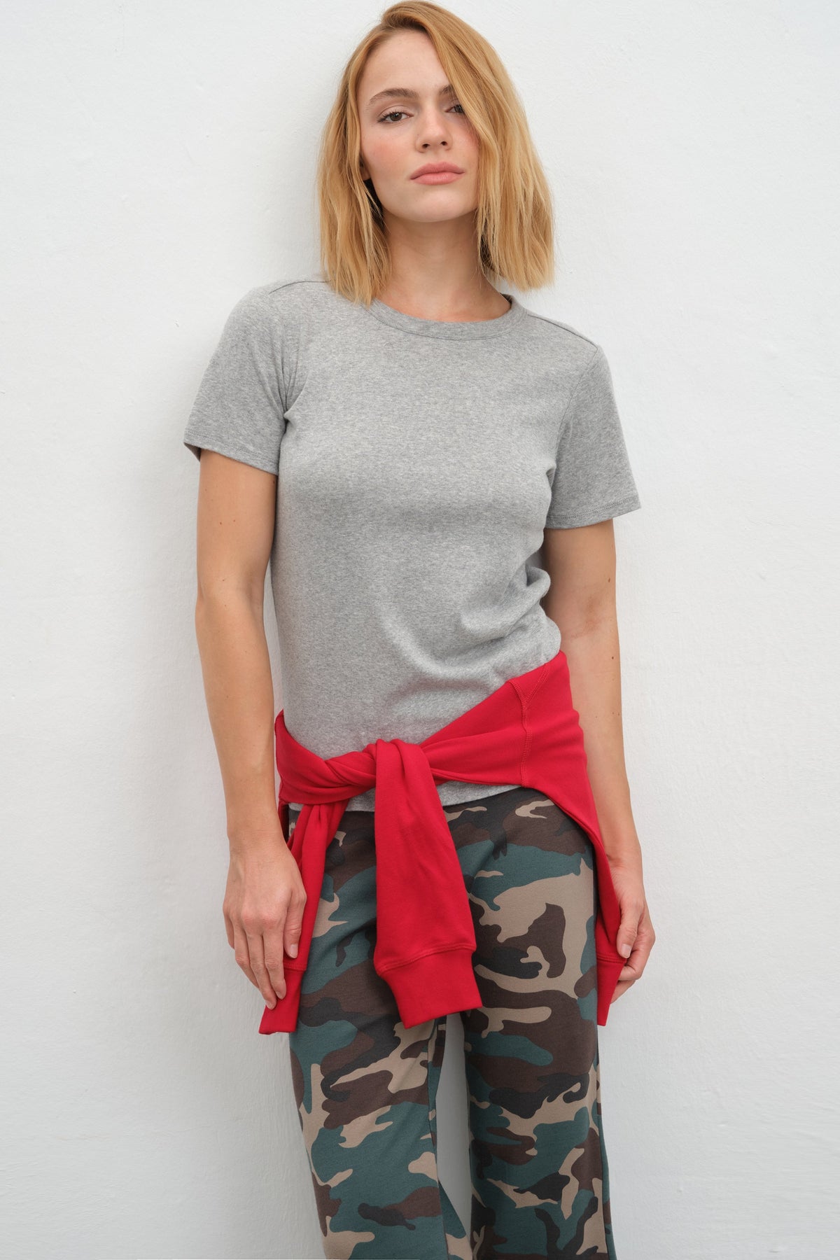Crew-Neck Fitted T-shirt in Micro-Ribbed Cotton