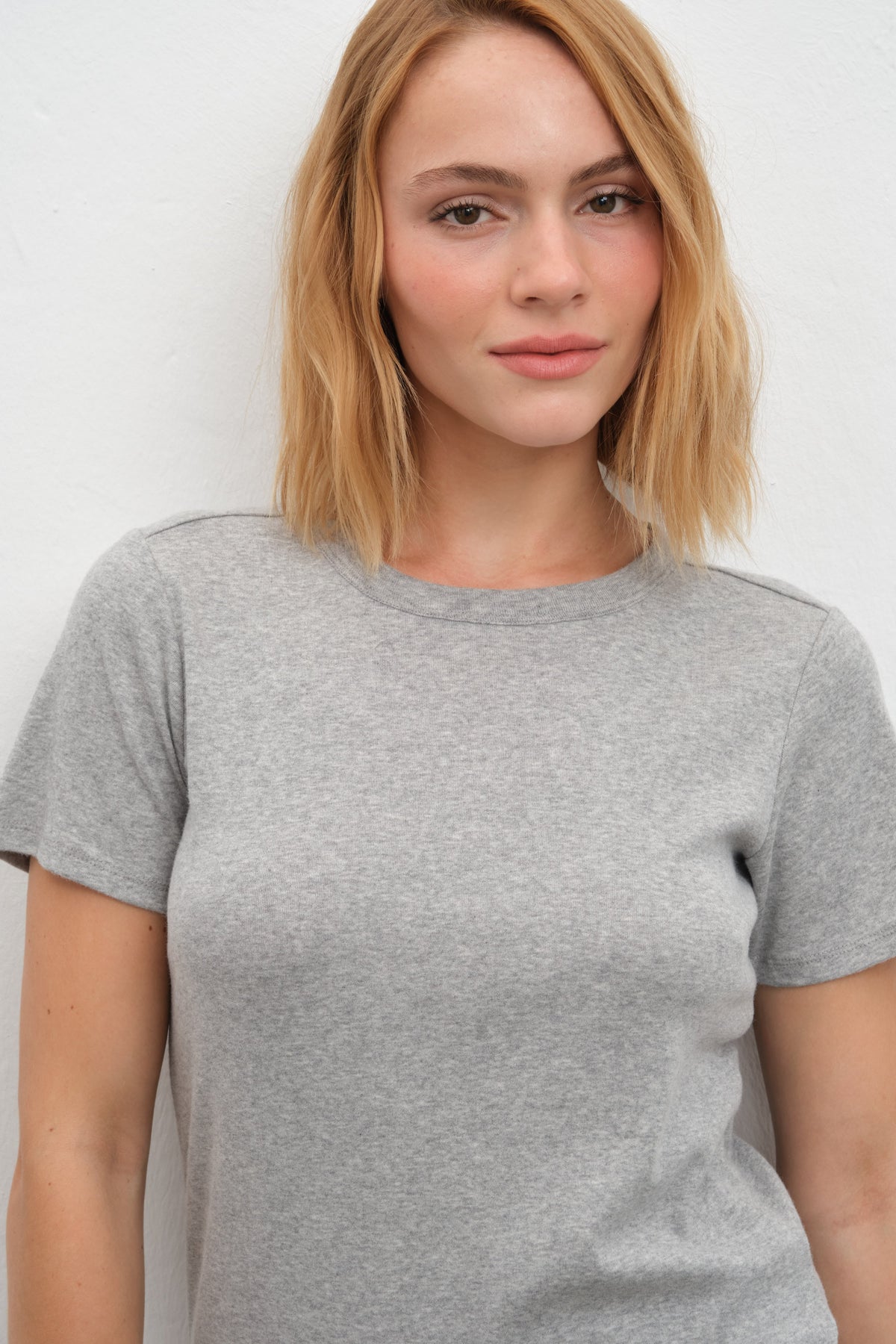 Crew-Neck Fitted T-shirt in Micro-Ribbed Cotton