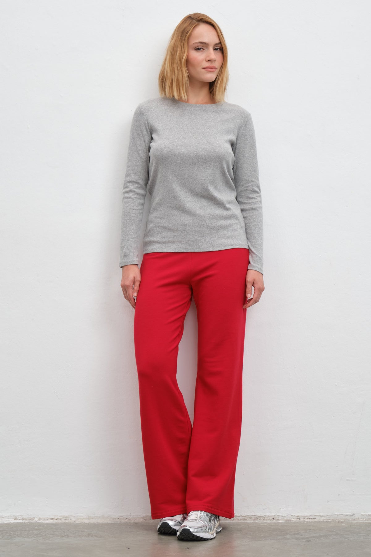 Long-Sleeve Fitted T-shirt in Micro-Ribbed Cotton