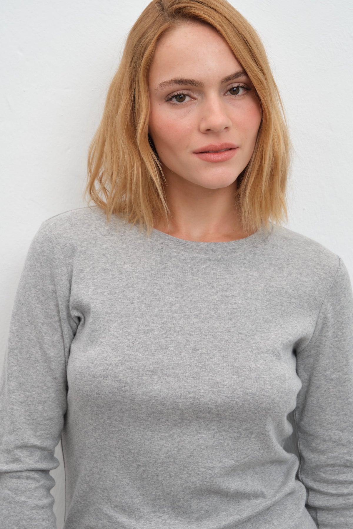 Long-Sleeve Fitted T-shirt in Micro-Ribbed Cotton