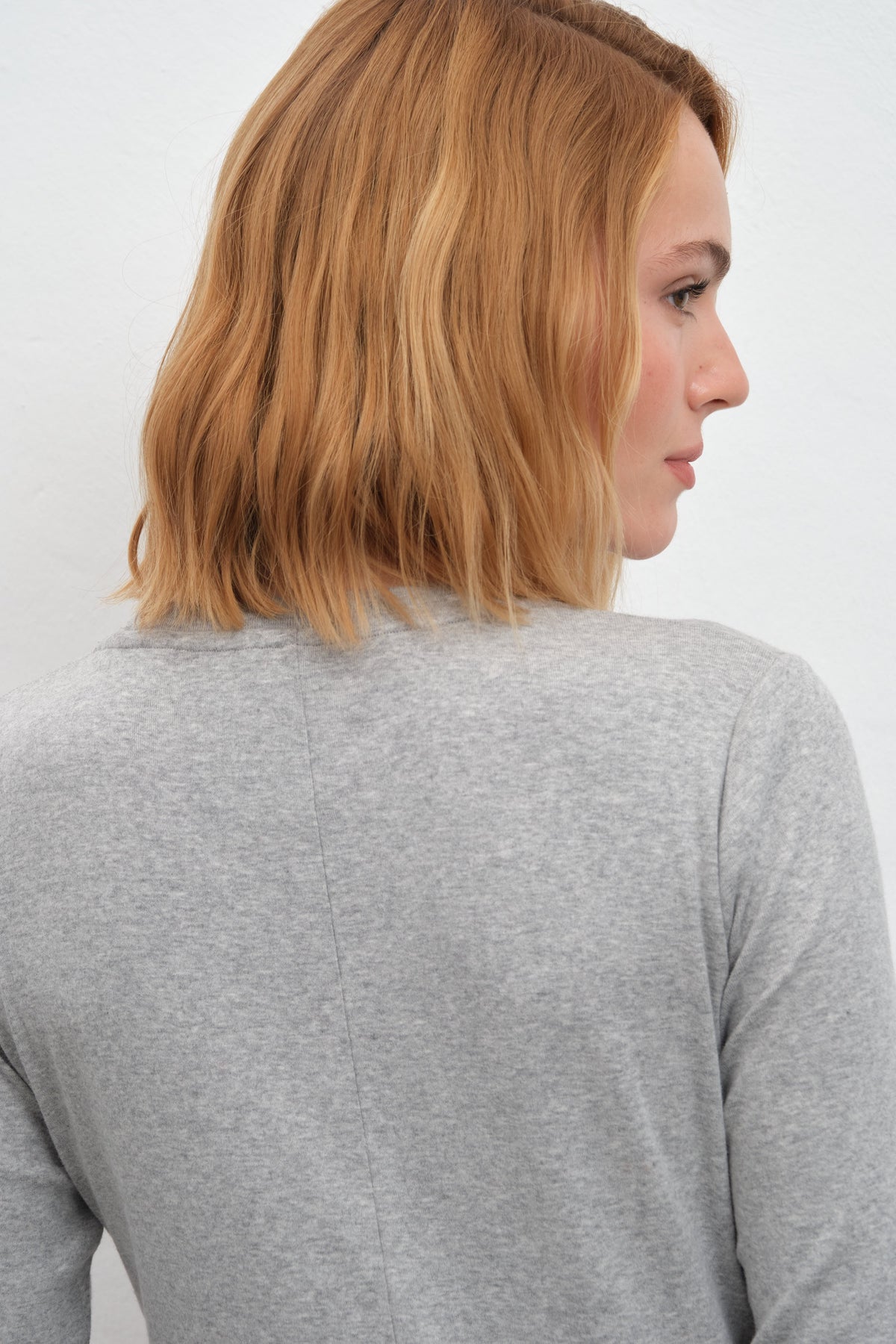 Long-Sleeve Fitted T-shirt in Micro-Ribbed Cotton
