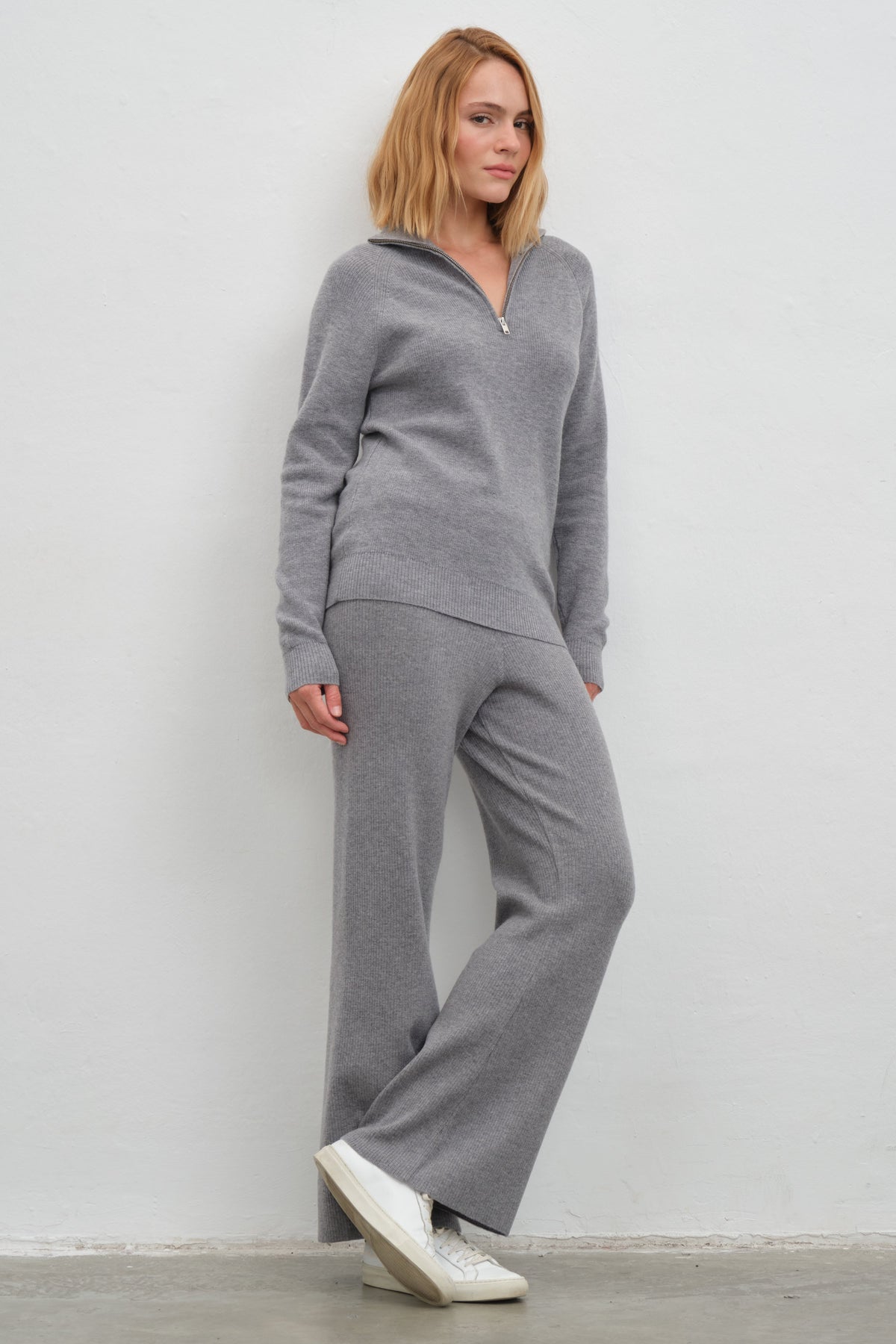 Merino Ribbed Wide-Leg Pants