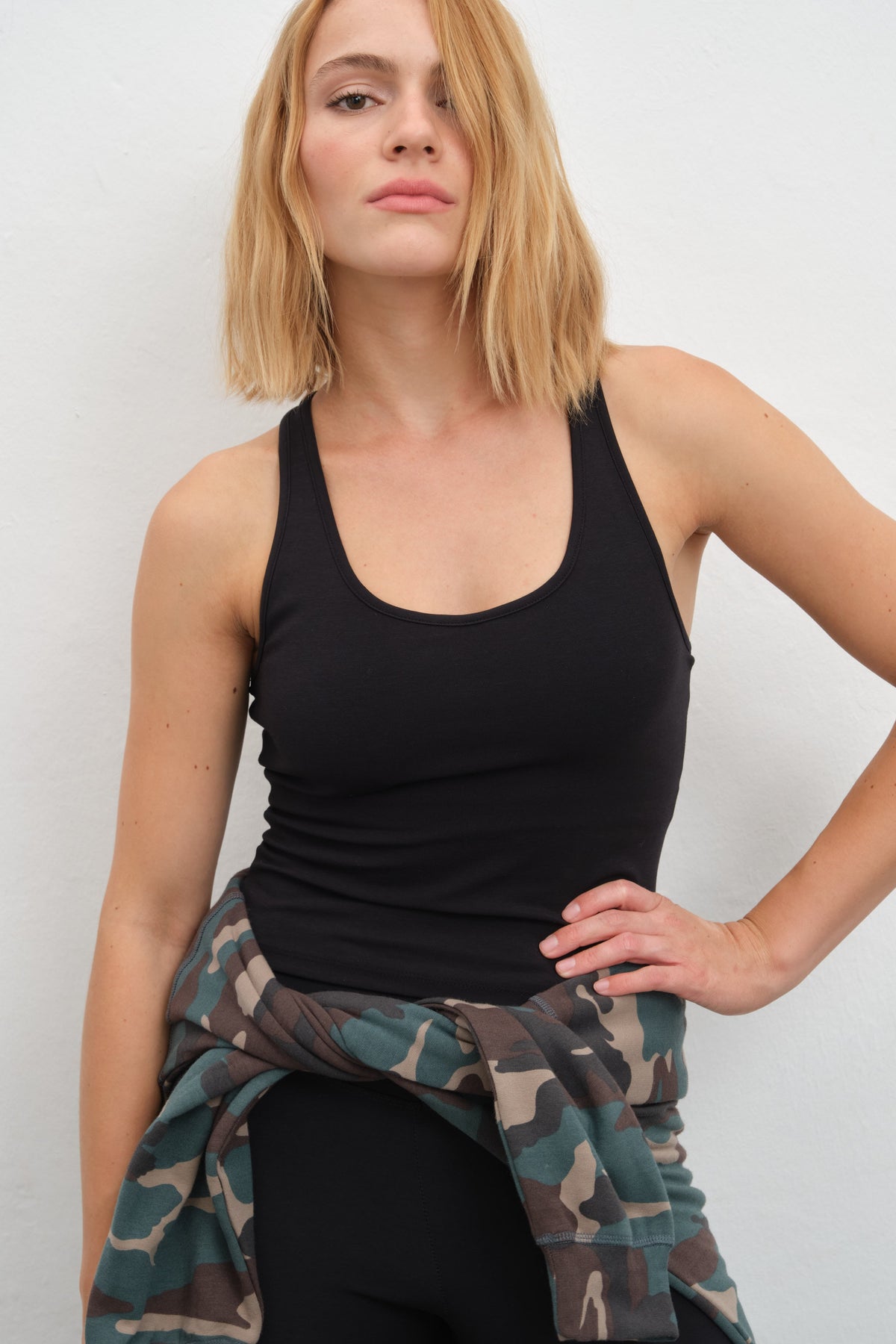 Tank Top with Built-In Bra in Pima Cotton-Modal Blend