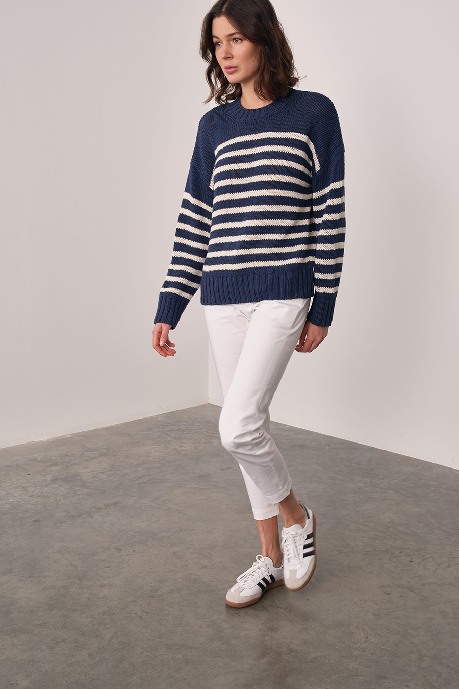 Striped Chunky Sweater in Organic Cotton
