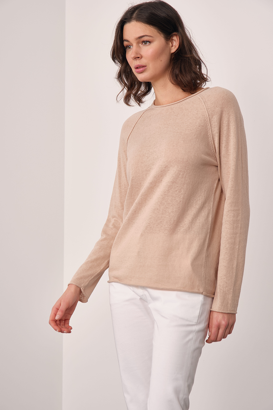 Raglan Sleeve Lightweight Unisex Sweater in Cotton/Linen Blend