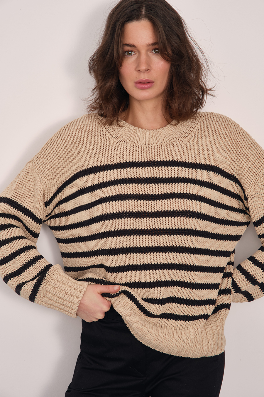 Striped Chunky Sweater in Organic Cotton