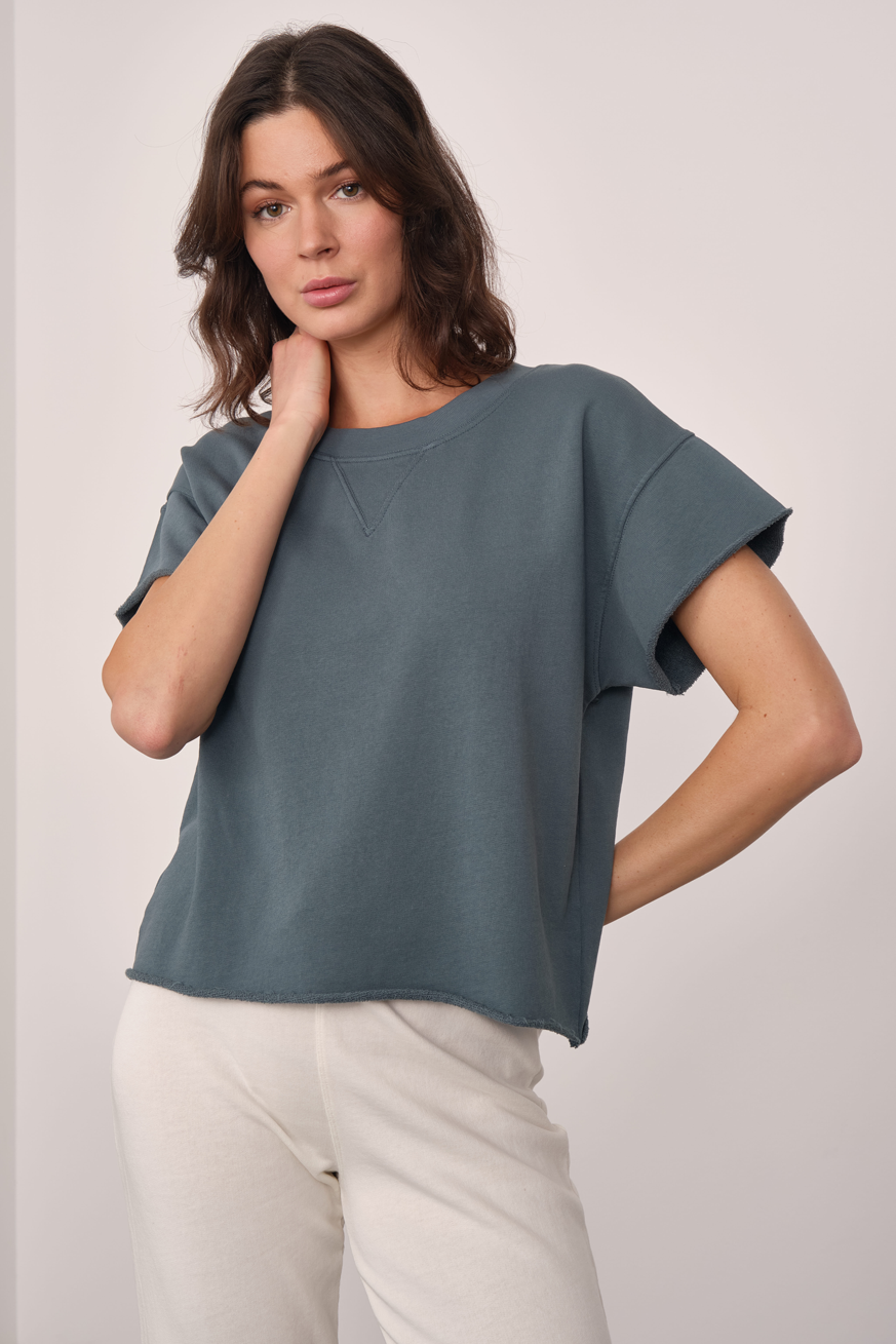 Garment-Dyed Cropped Raw Sweatshirt