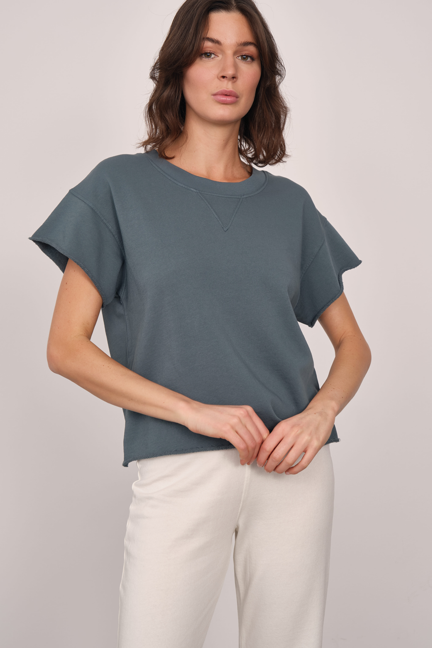 Garment-Dyed Cropped Raw Sweatshirt