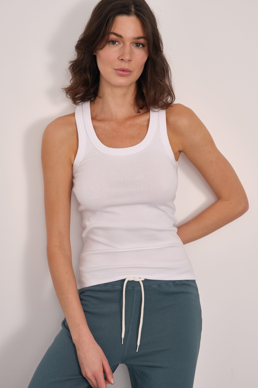 Ribbed Fitted Tank Top in Cotton