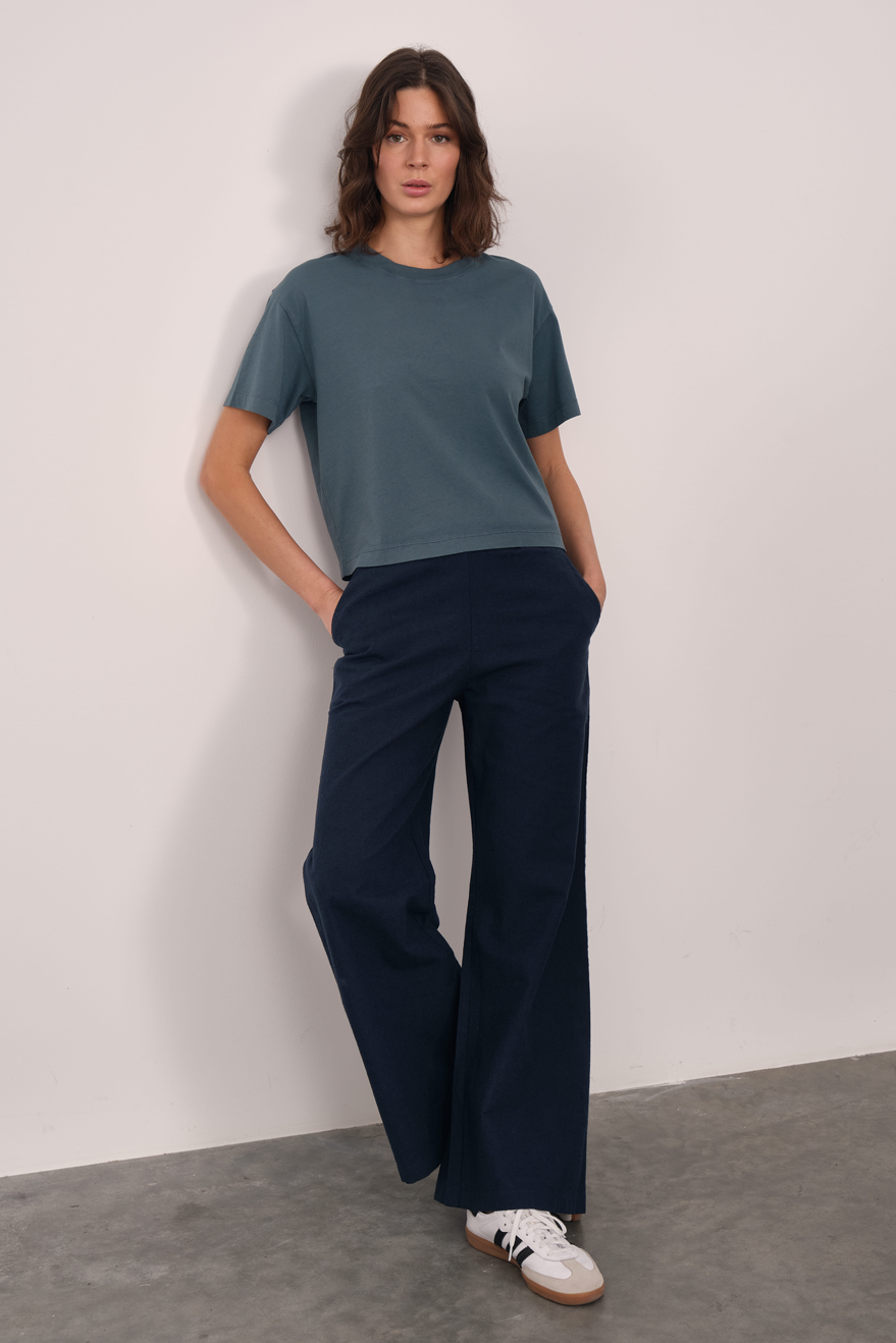 Garment-Dyed Cotton Crop T-shirt