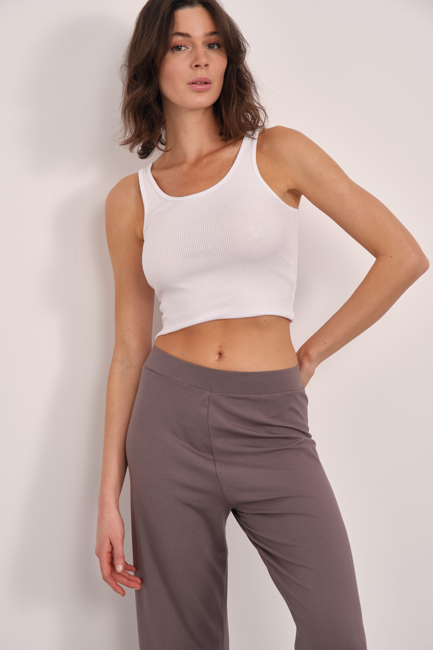Ribbed Fitted Cropped Tank Top in Cotton