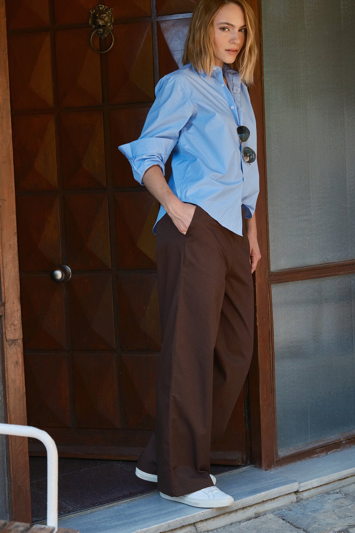 Pull-On Pants in Cotton Gabardine
