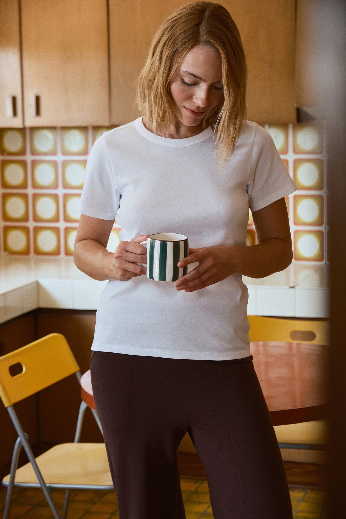 Crew-Neck Fitted T-shirt in Micro-Ribbed Cotton