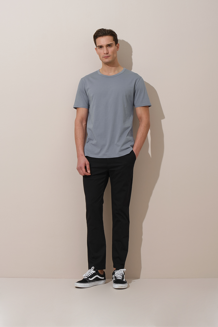 Crew Neck T-shirt in Lightweight Cotton/Modal Blend