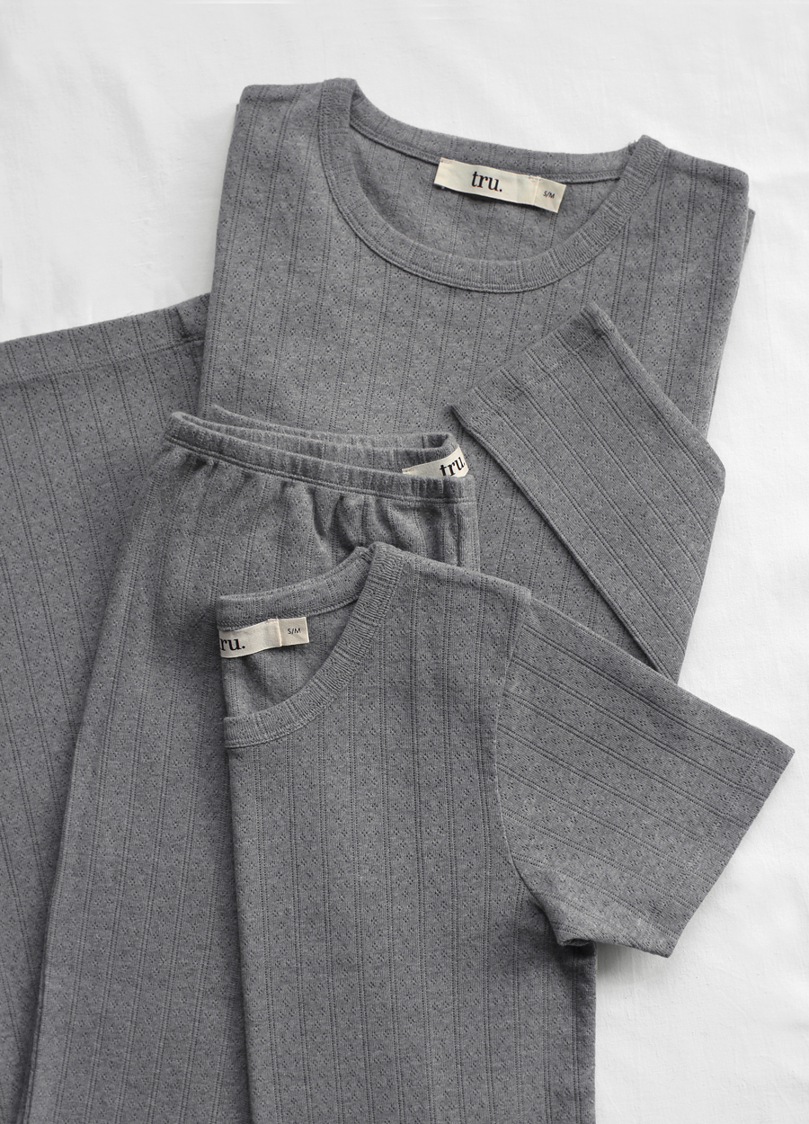 Long Sleeve Fitted T-shirt in Pointelle Cotton