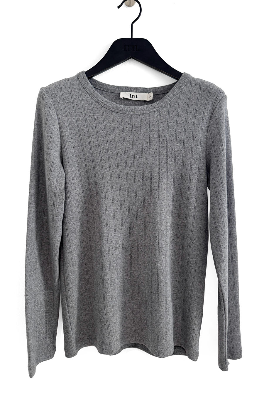 Long Sleeve Fitted T-shirt in Pointelle Cotton