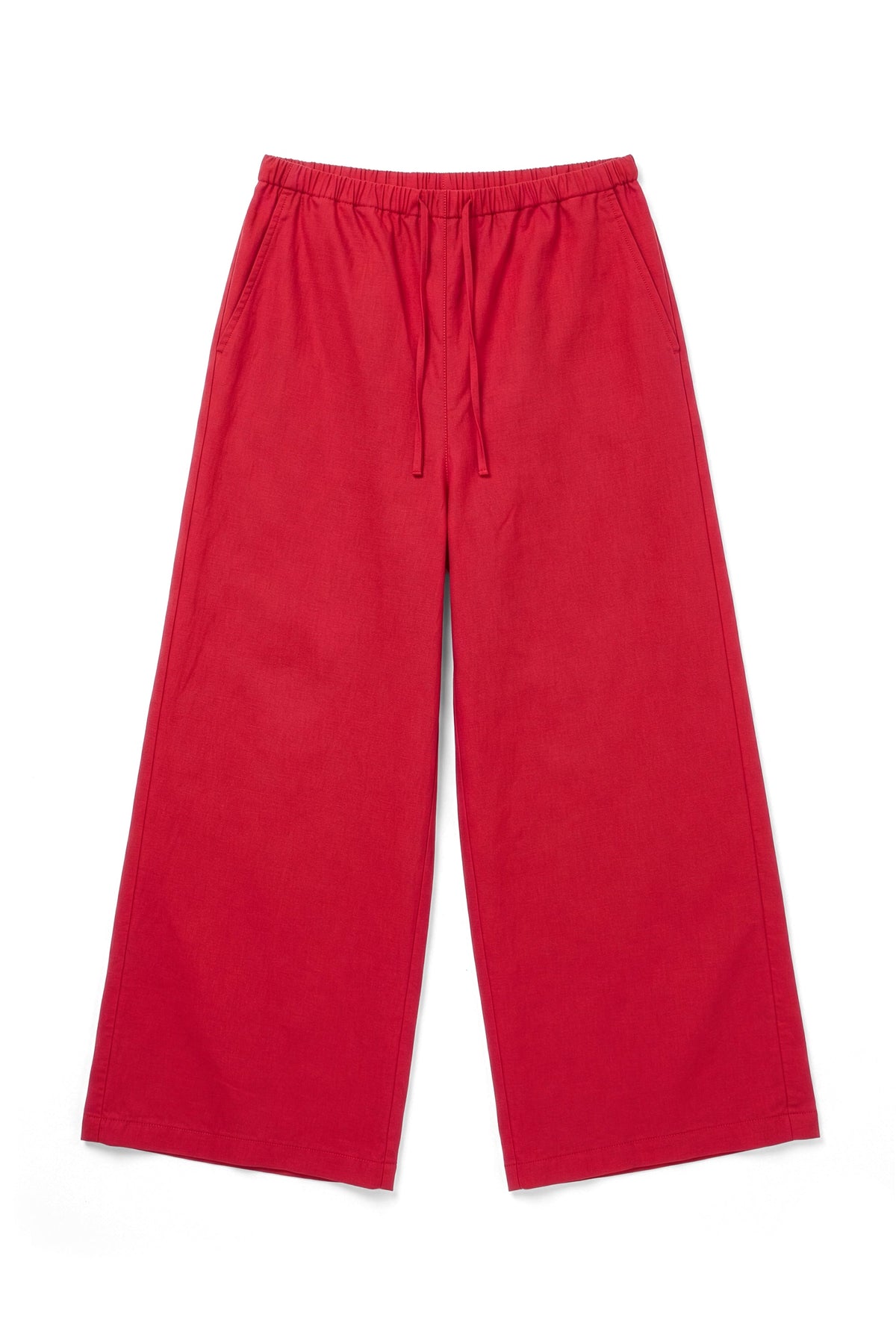 Pull-On Cropped Palazzo Poplin Pants