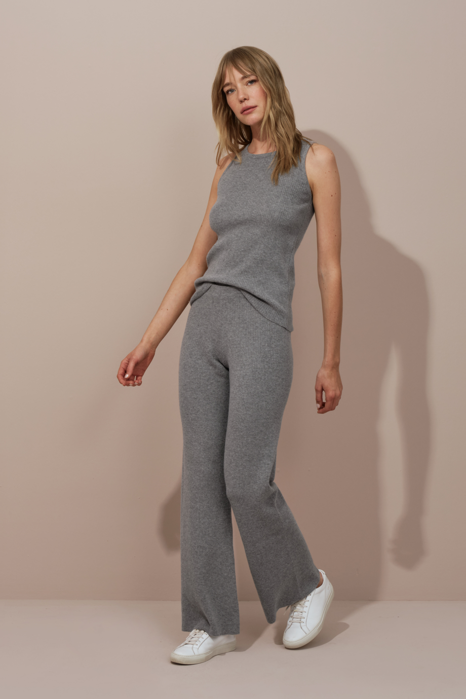 Ribbed Wide Leg Merino Pants