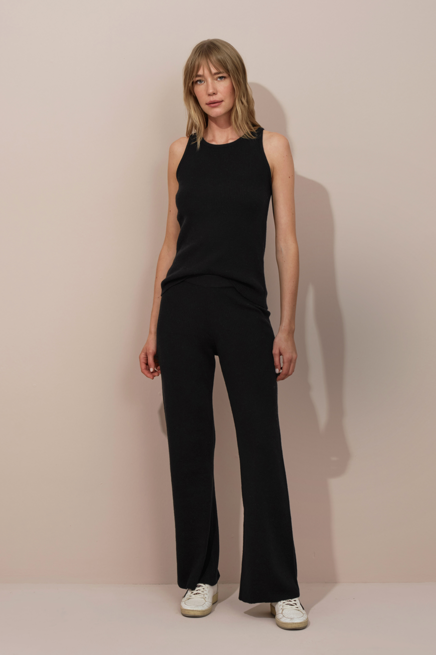 Ribbed Wide Leg Merino Pants