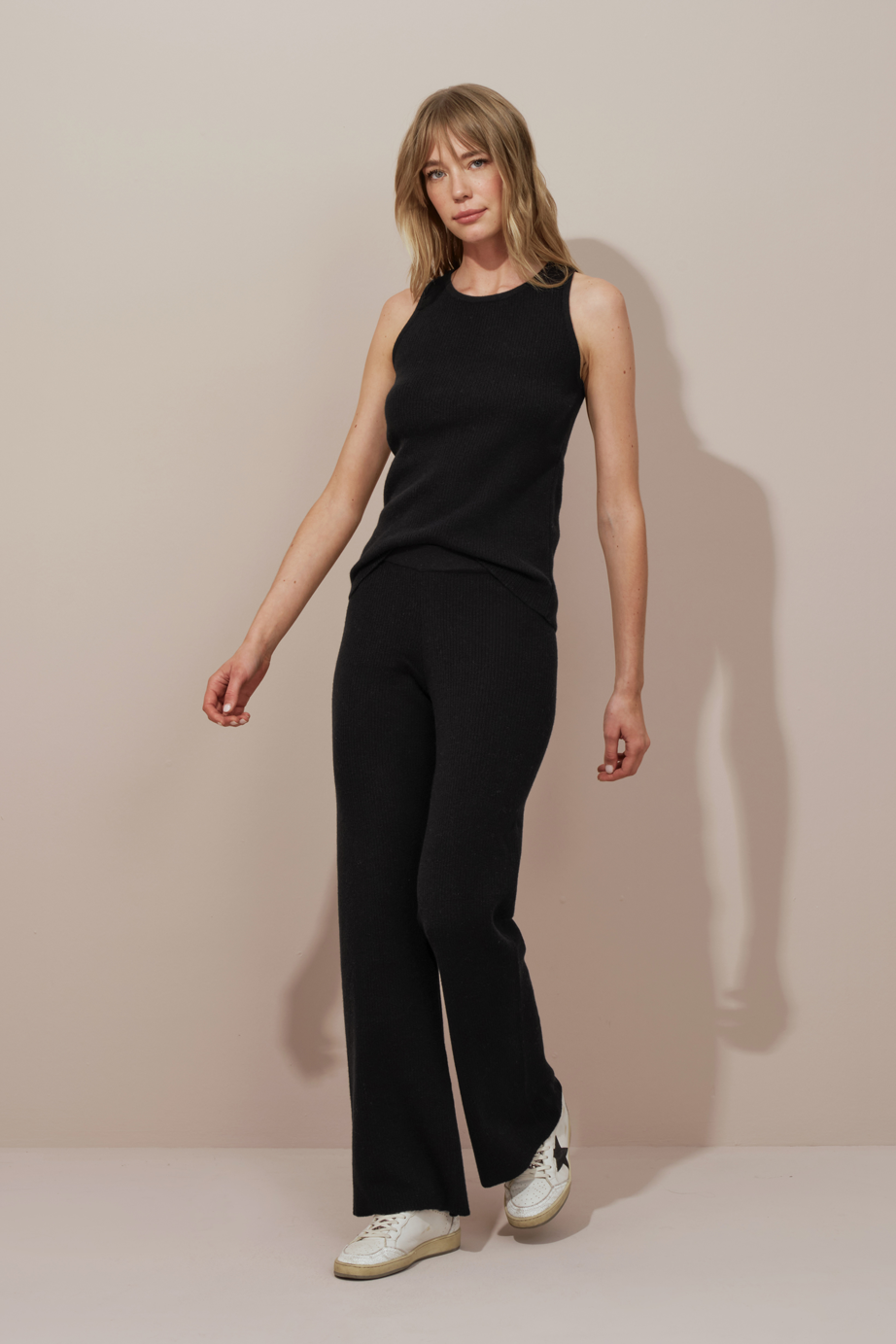 Ribbed Wide Leg Merino Pants