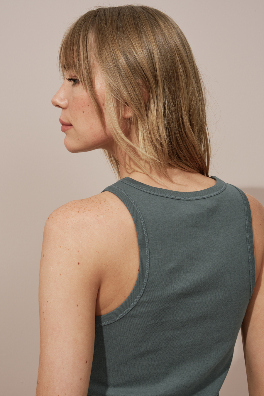 Fitted Tank Top in Ribbed Cotton