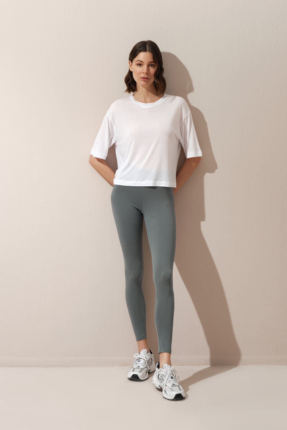 Form-Fitting Leggings in Brushed Cotton