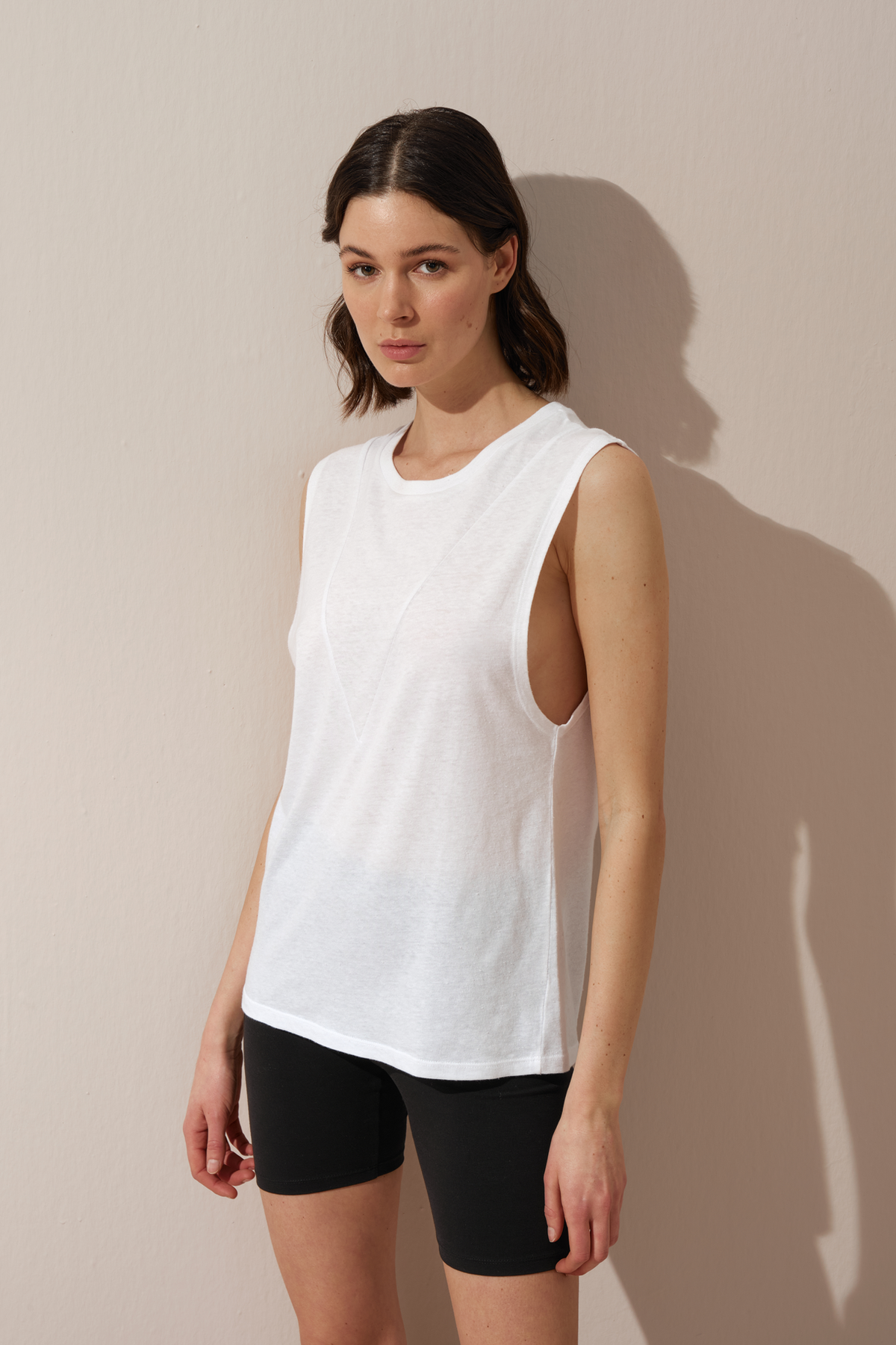 Deep Armed Muscle Tee in Neppy Cotton