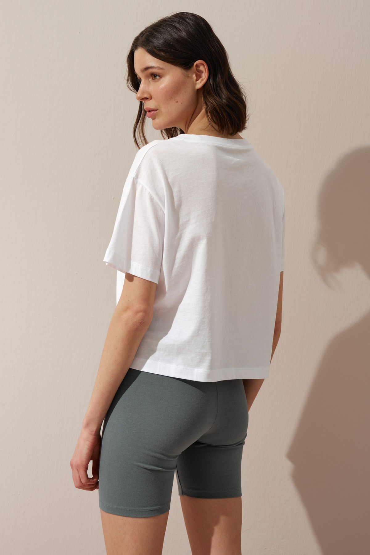 Form-Fitting Biker Shorts in Brushed Cotton