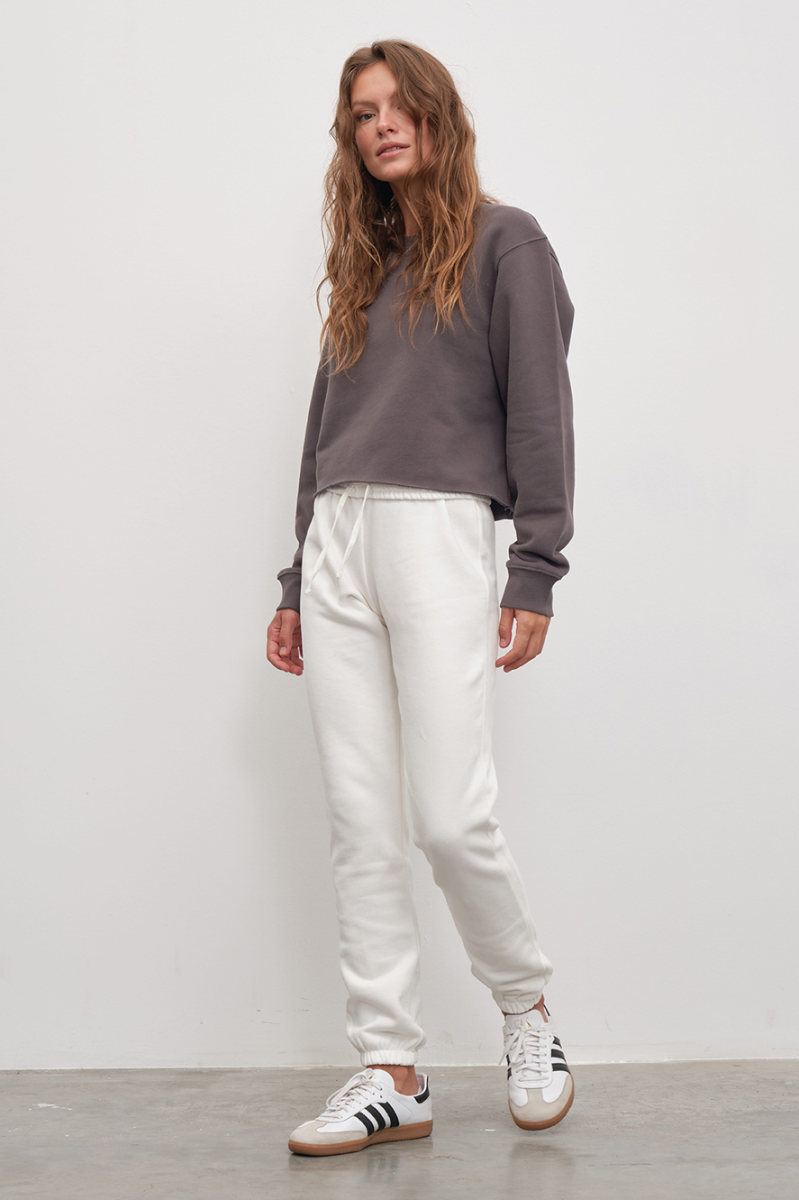 Cotton Fleece Cropped Oversize Sweatshirt