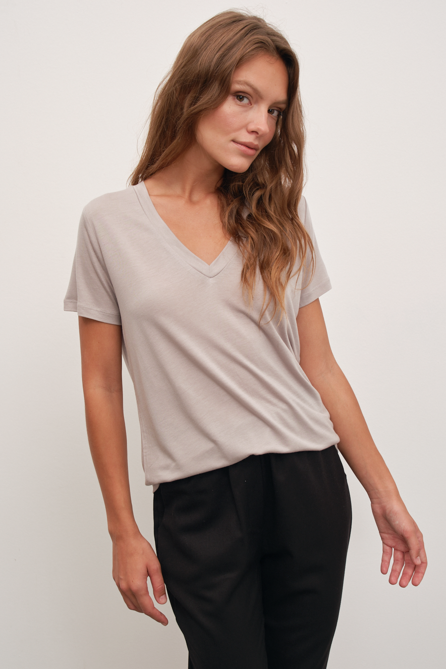 V Neck T-shirt in Lyocell (TENCEL™)