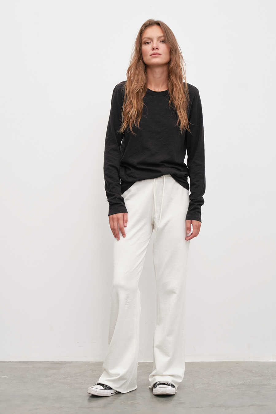 Garment-Dyed Lightweight Cotton Flare Sweatpants