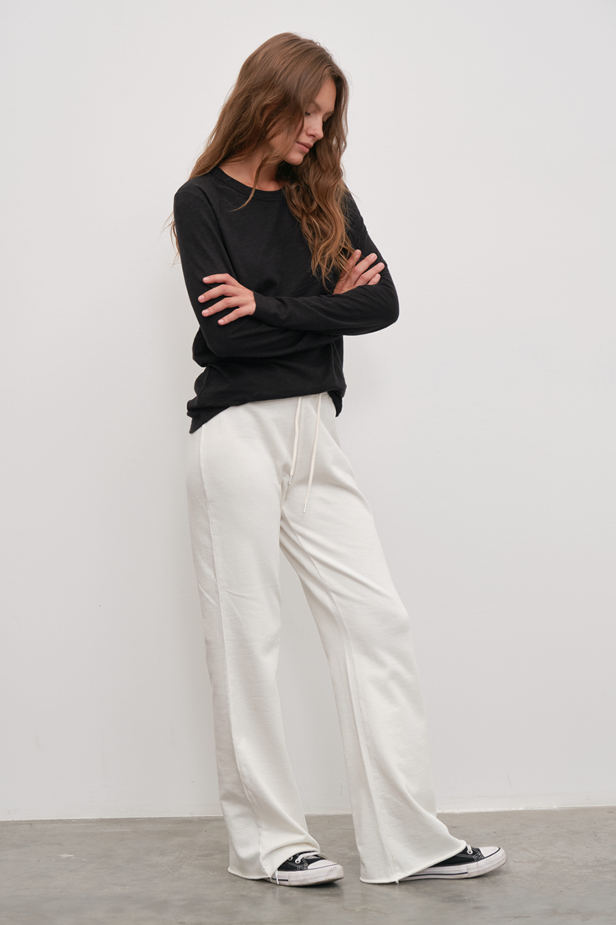 Garment-Dyed Lightweight Cotton Flare Sweatpants