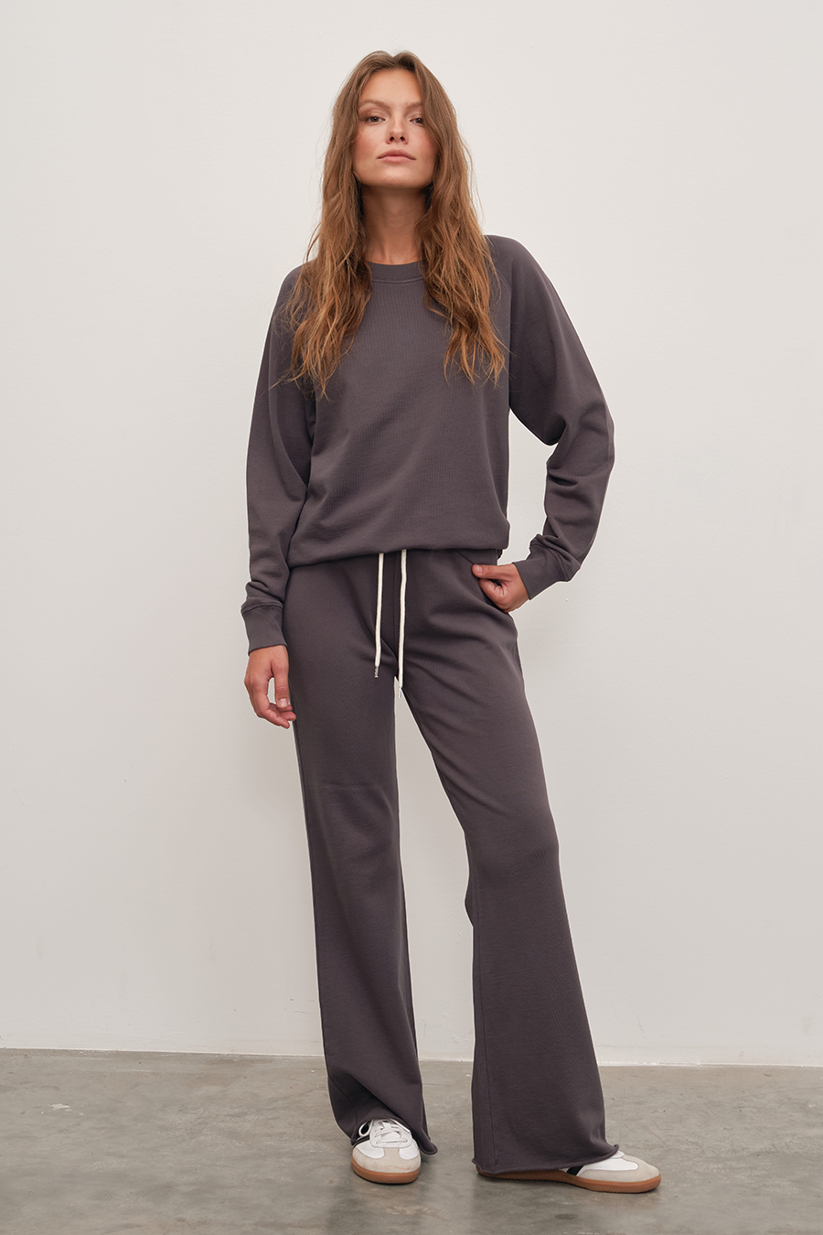 Garment-Dyed Lightweight Cotton Flare Sweatpants