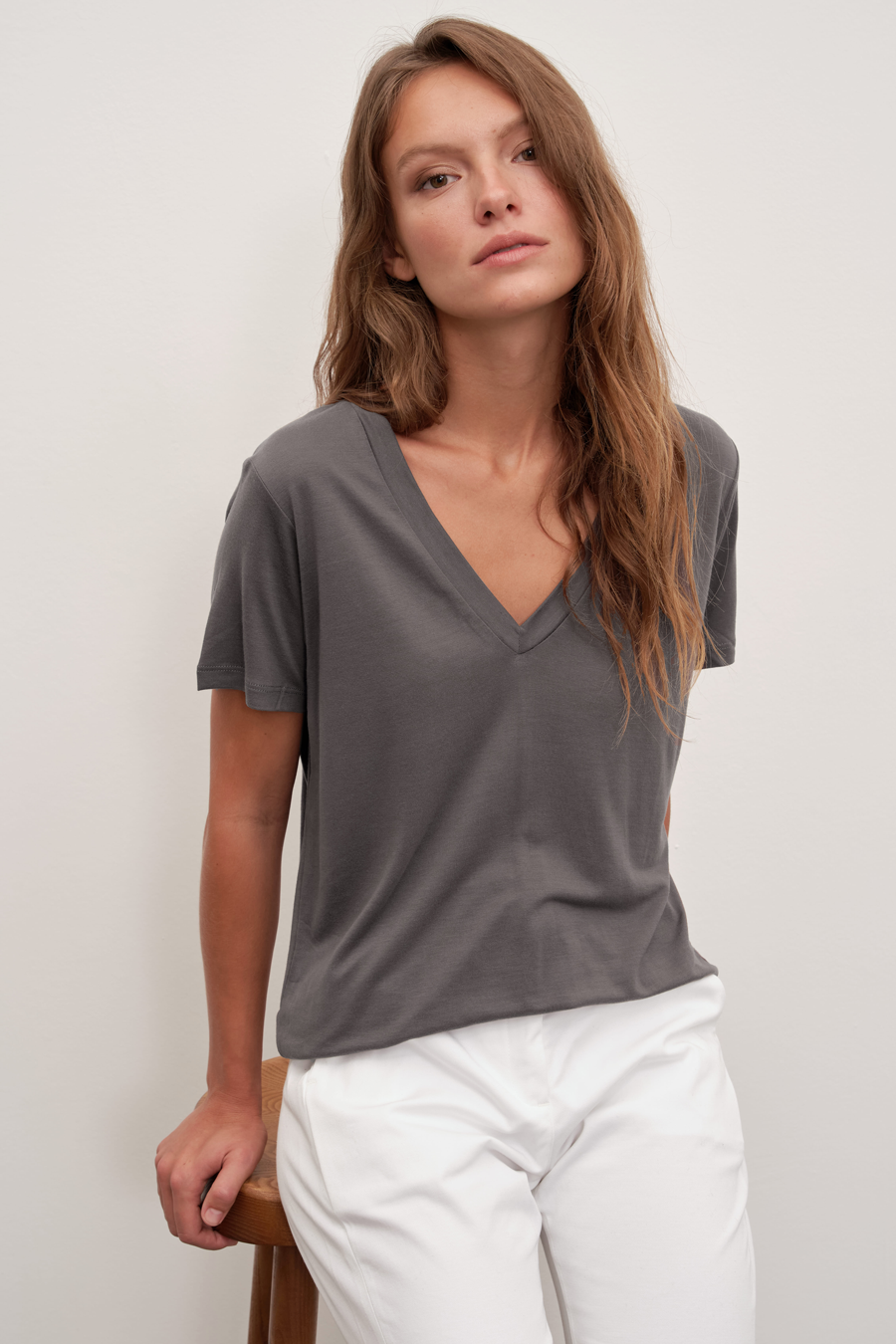 V Neck T-shirt in Lyocell (TENCEL™)