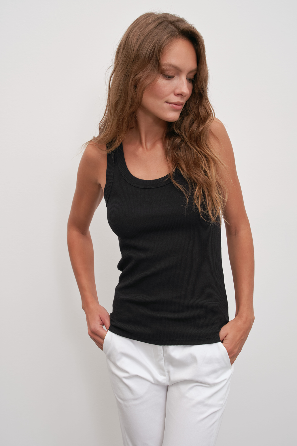 Ribbed Fitted Tank Top in Cotton