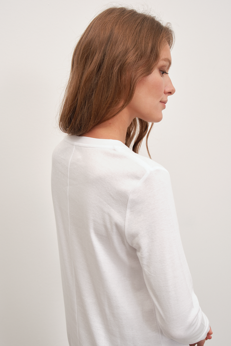 Long Sleeve Fitted T-shirt in Micro-Ribbed Cotton