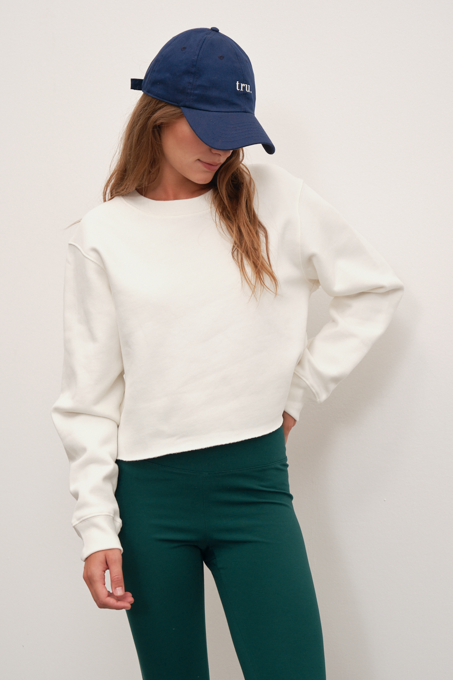 Cotton Fleece Cropped Oversize Sweatshirt