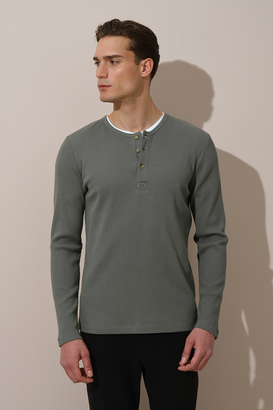 All-American Waffle Cotton Unisex Henley