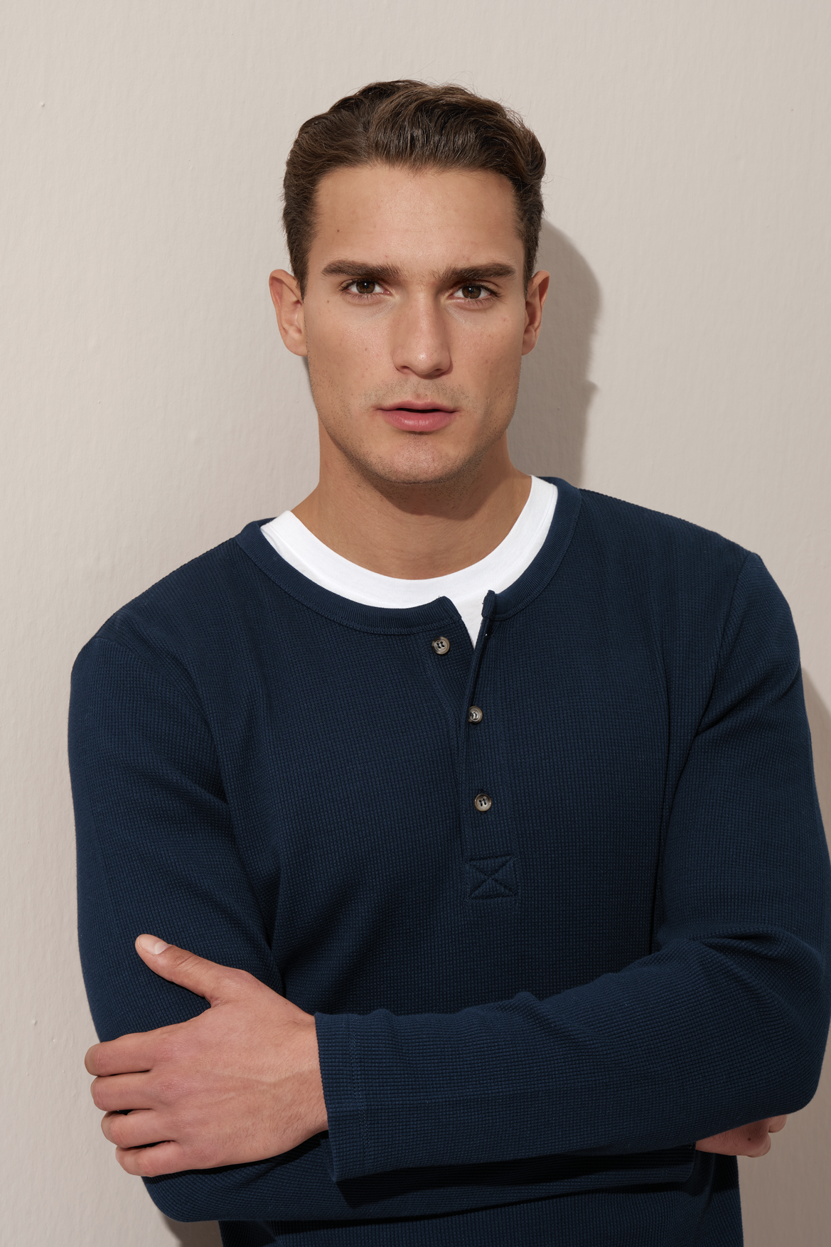 All-American Waffle Cotton Unisex Henley